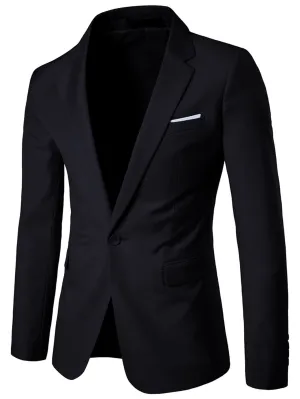 Black Lapel Neck Single Button Blazer