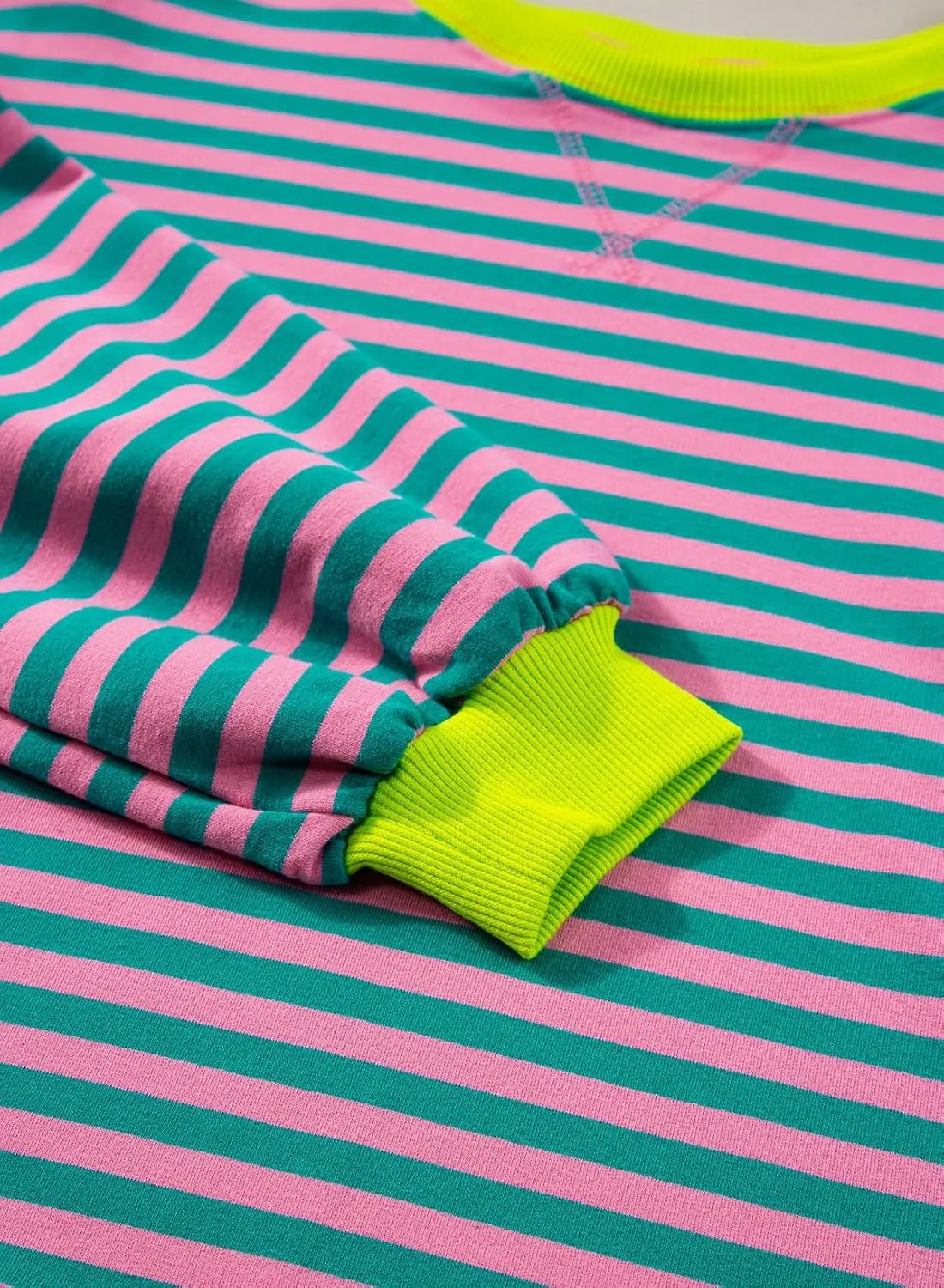 blibean Girls Cotton Long Sleeve Sweathirts Striped Color Block Tops Size 6-15 Years