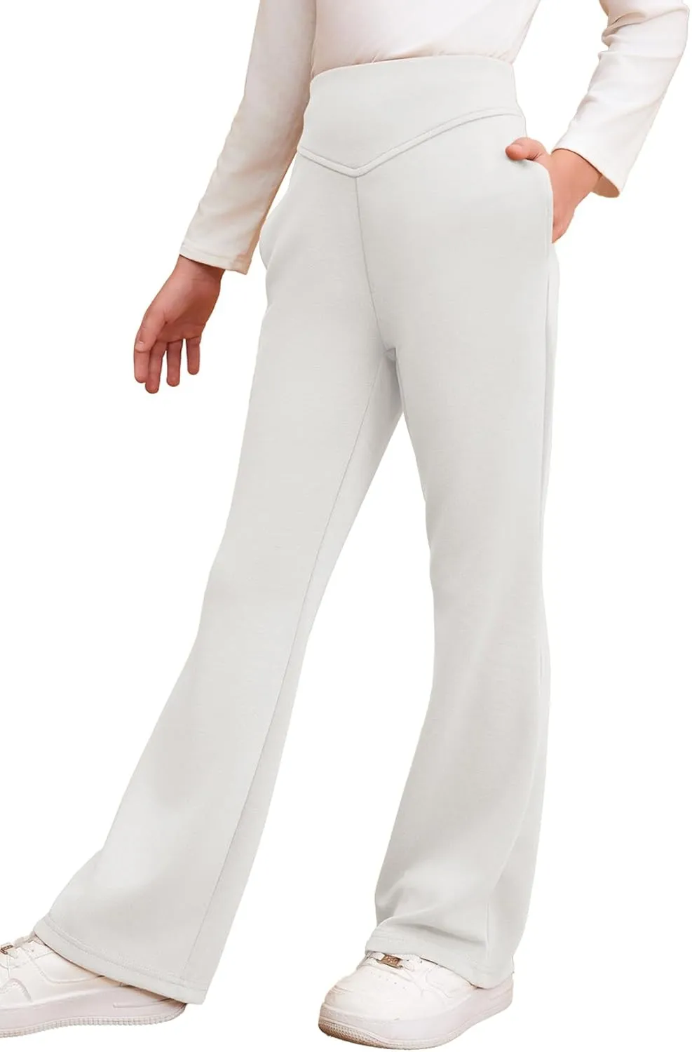blibean Girls Dressy Bell Bottom School Uniform Pants Size 6-15 Years