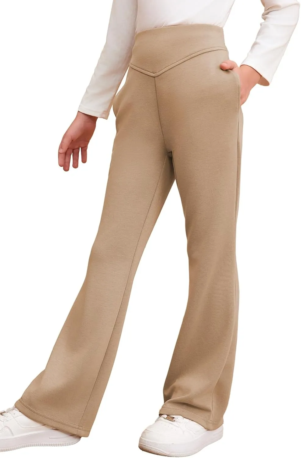 blibean Girls Dressy Bell Bottom School Uniform Pants Size 6-15 Years