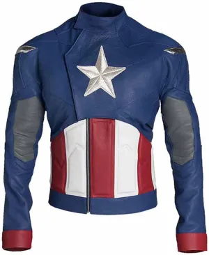 Blue Super Hero Girl Captain Women Classic America Faux Leather Jacket