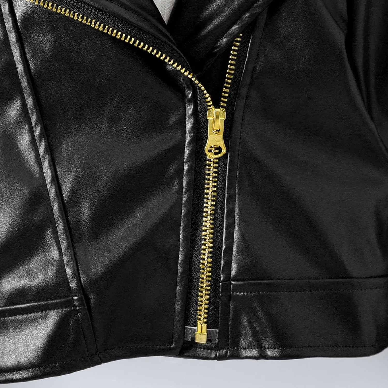 Boys Girls Leather Coat Autumn Winter Solid Color Long Sleeve Lapel Collar Zipper Jacket Party Birthday Gifts
