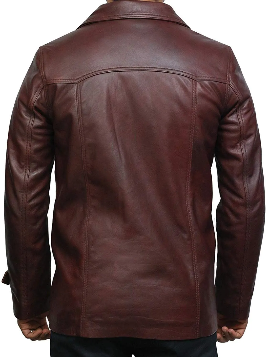 BRANDSLOCK Mens Real Cowhide Leather Jacket Trench Safari Coat Washed