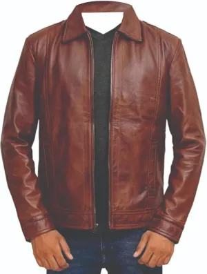 Brown Leather Jacket, Real Lambskin Leather Outerwear, Genuine Leather, Brown Leather Mens Jacket