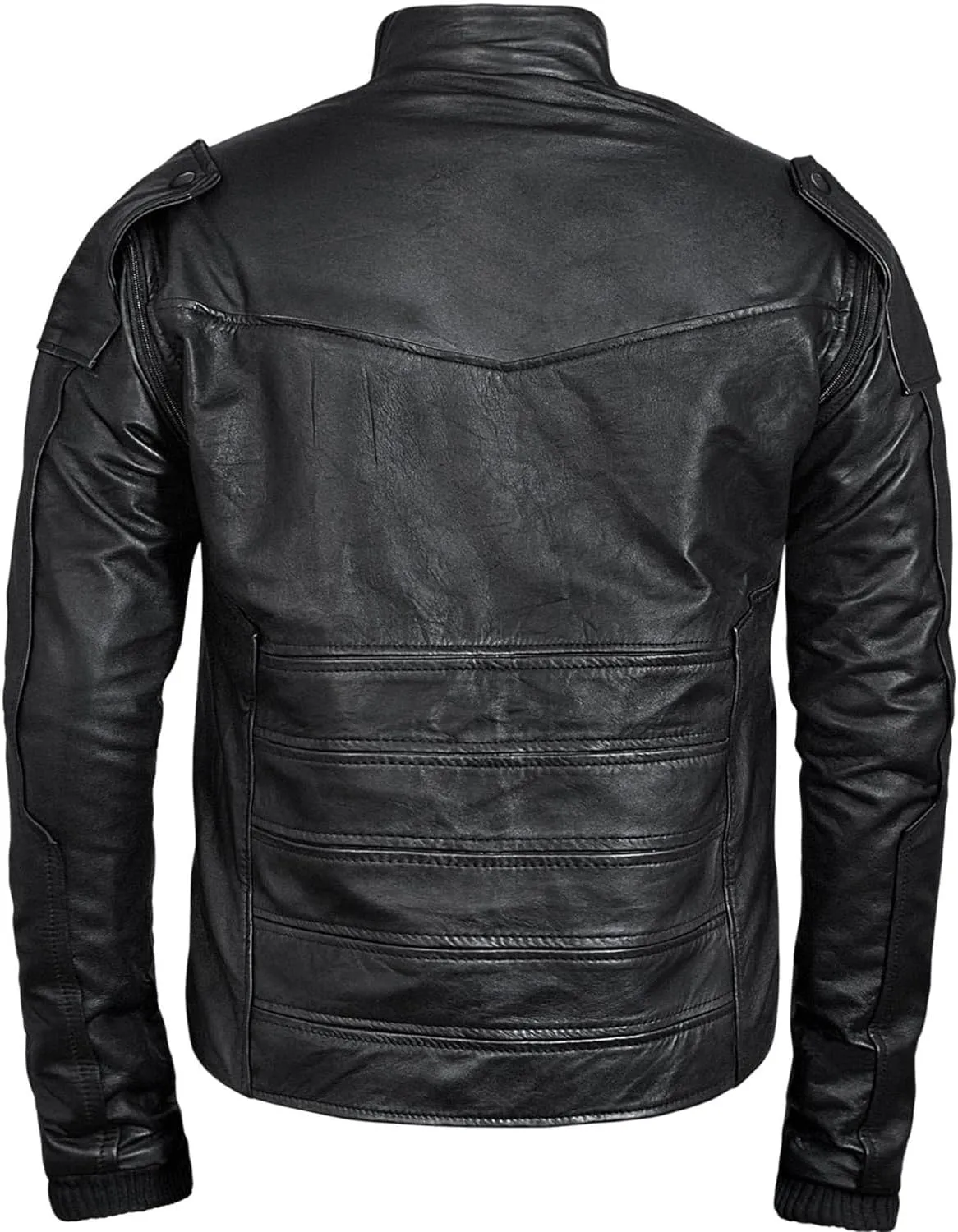 Bucky Straps Black Detachable Sleeves Vest Jacket 2 in 1 Style - Real Leather