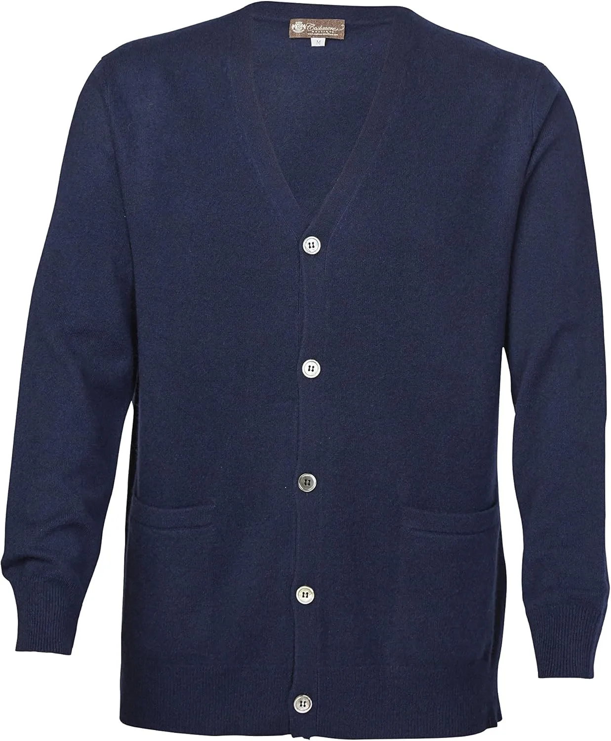 Cashmere Boutique Men's 100% Pure Cashmere Front Button Long Sleeve Cardigan Sweater