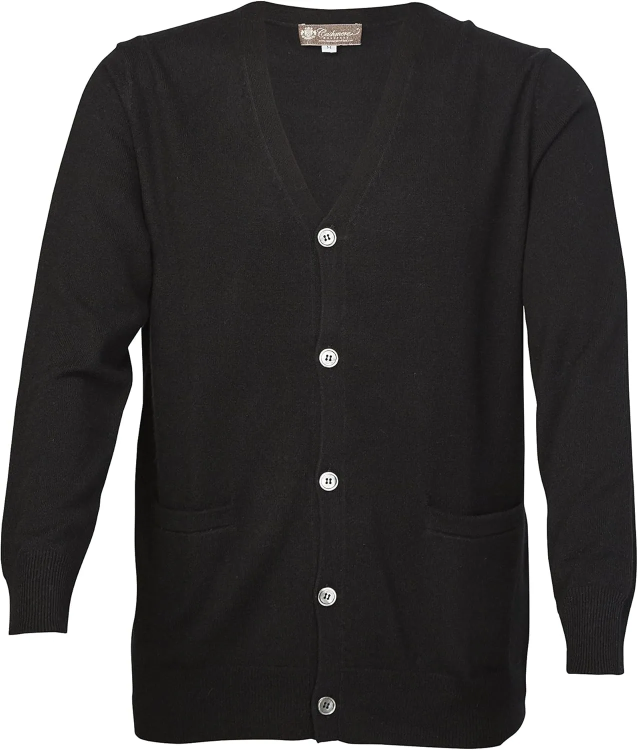Cashmere Boutique Men's 100% Pure Cashmere Front Button Long Sleeve Cardigan Sweater