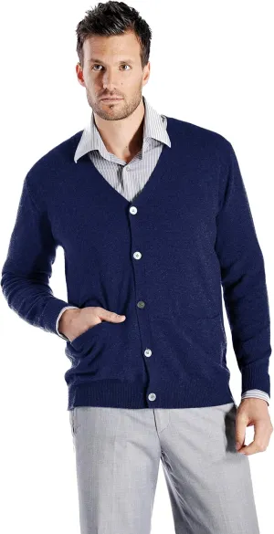 Cashmere Boutique Men's 100% Pure Cashmere Front Button Long Sleeve Cardigan Sweater