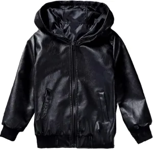Children Teenage Girl Bikers Leather Hooded Jacket Fall Winter Windbreaker Coat Kids Girl's Outerwear Clothes