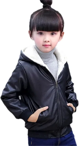 Children Teenage Girl Bikers Leather Hooded Jacket Fall Winter Windbreaker Coat Kids Girl's Outerwear Clothes
