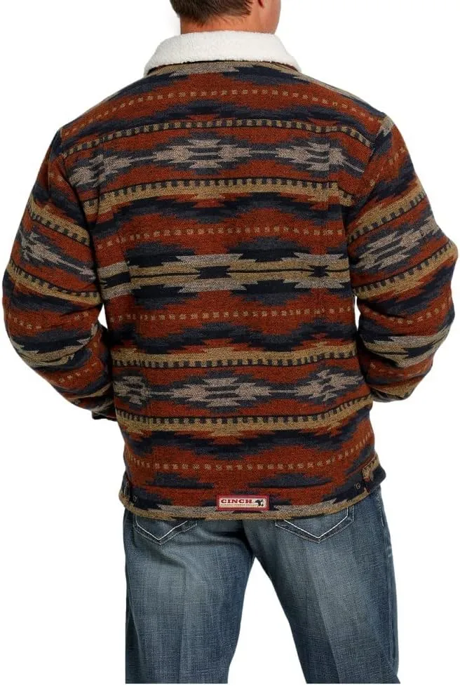 Cinch Men's Southwestern Print Sherpa-Lined Snap Wool Trucker Jacket - Mwj1511006