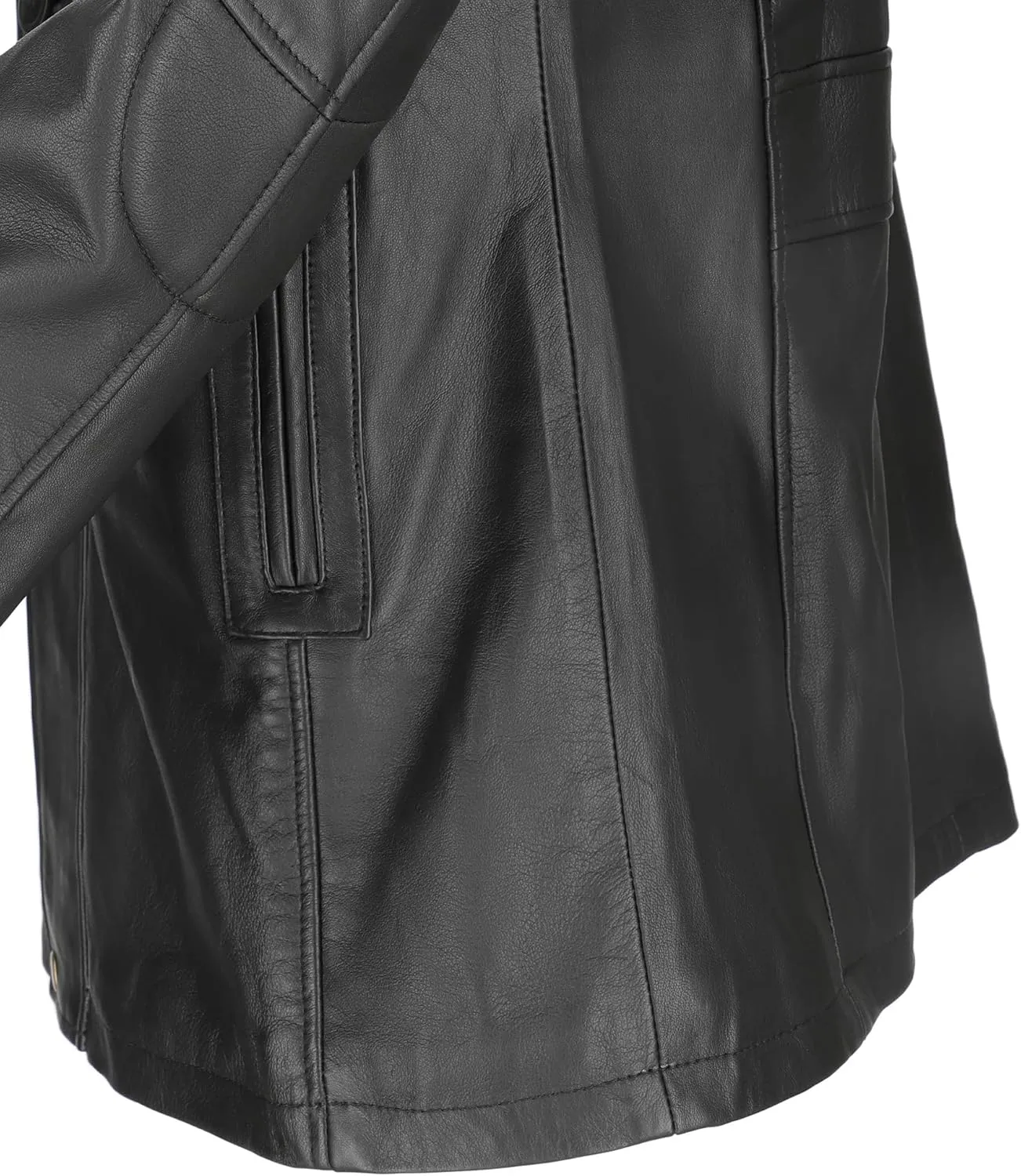 Classic Men's  Length Genuine Lambskin Black Leather Jacket - Coat for Men