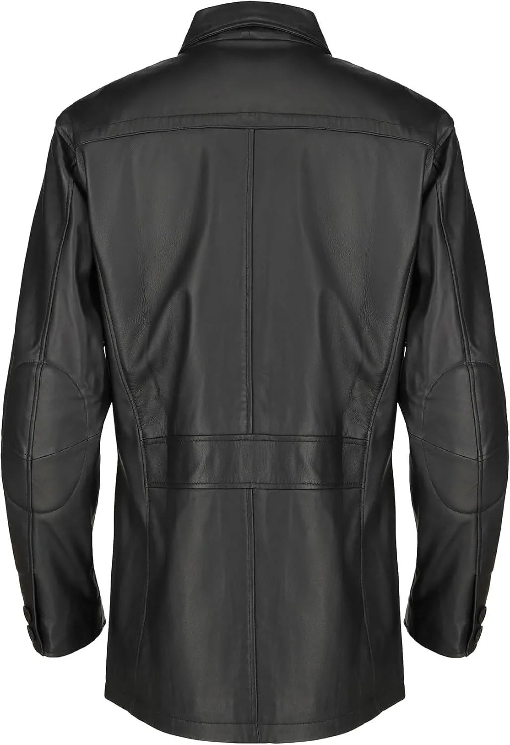 Classic Men's  Length Genuine Lambskin Black Leather Jacket - Coat for Men