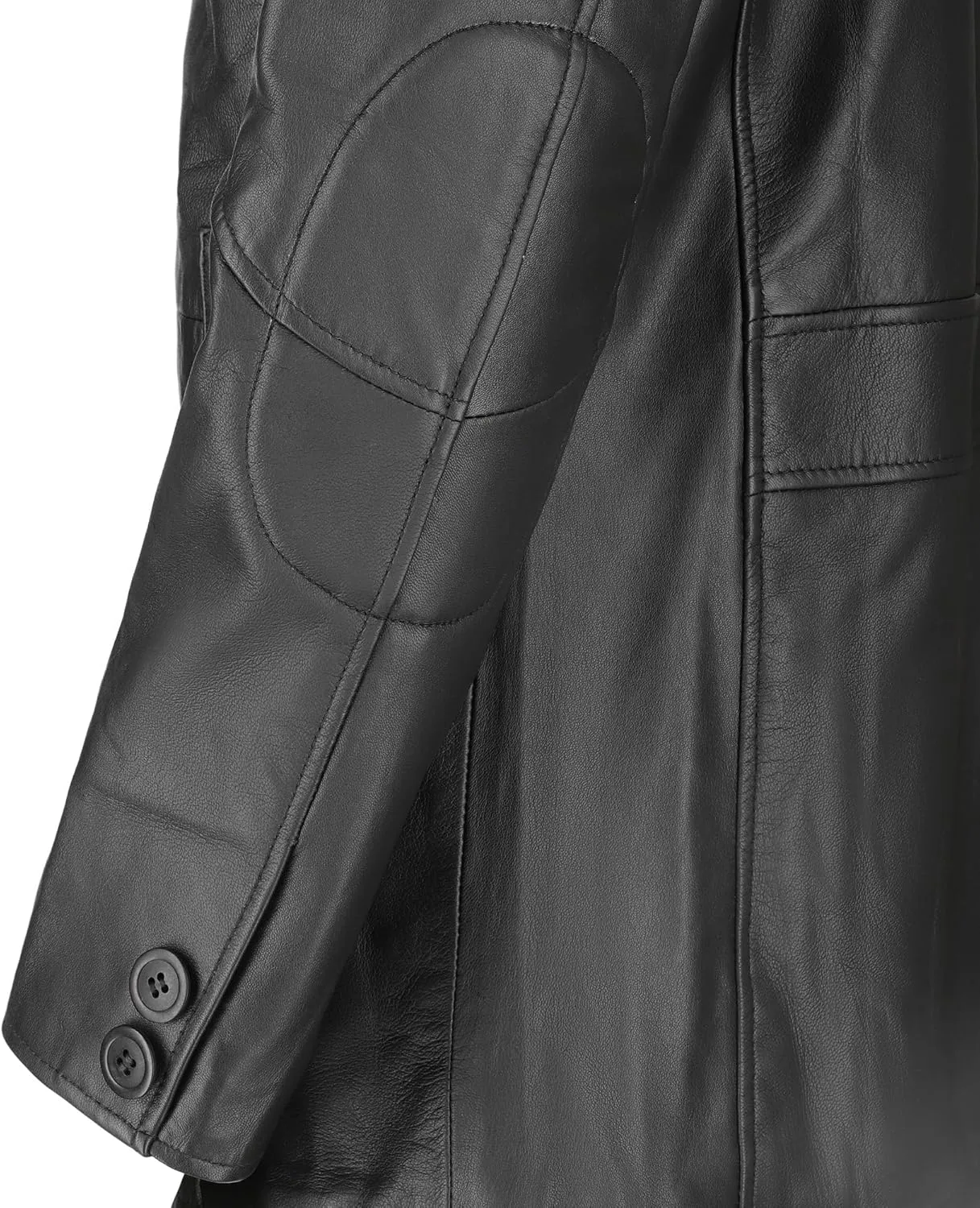 Classic Men's  Length Genuine Lambskin Black Leather Jacket - Coat for Men