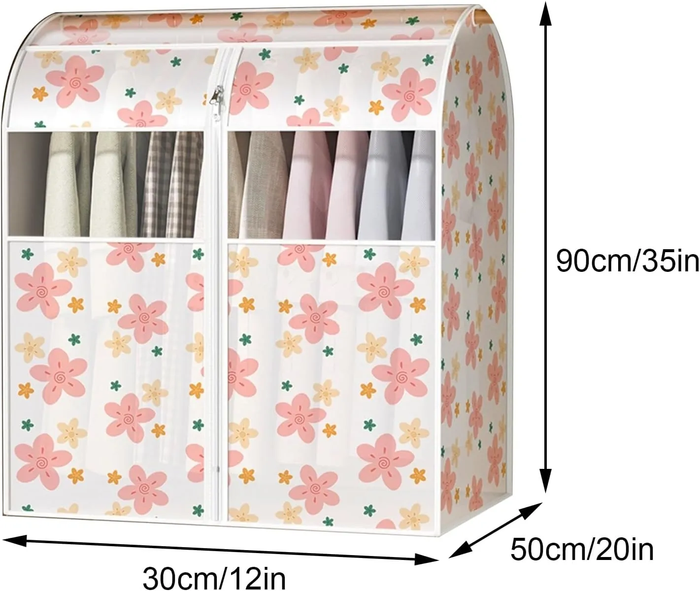 Clothes Cover for Hangings, Hanging Garment Bags, with Transparent Window, Metal Zipper, Suitable for Suits, Jackets, Sweaters, Shirts(30x50x90cm x20x35in)