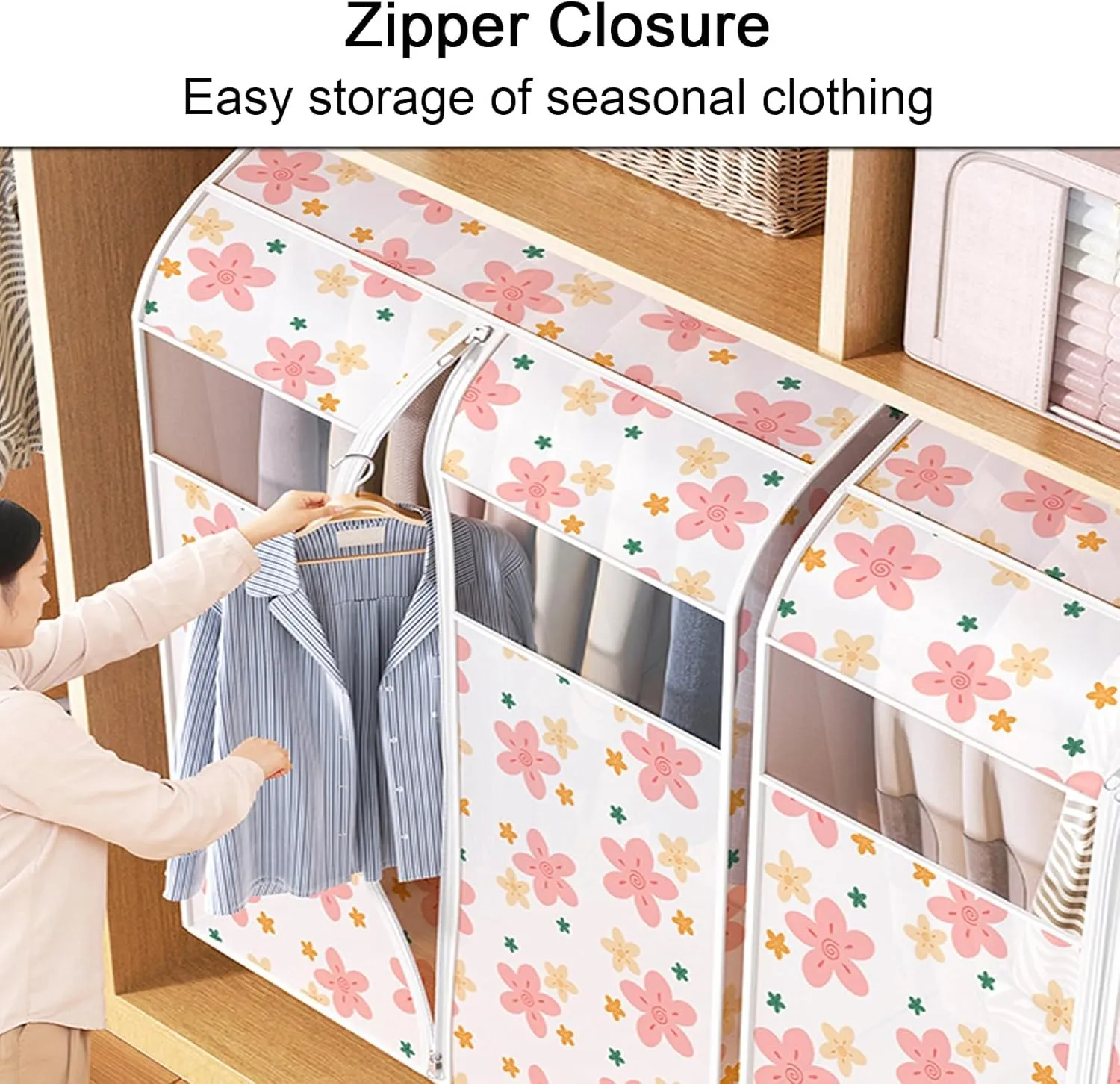 Clothes Cover for Hangings, Hanging Garment Bags, with Transparent Window, Metal Zipper, Suitable for Suits, Jackets, Sweaters, Shirts(30x50x90cm x20x35in)