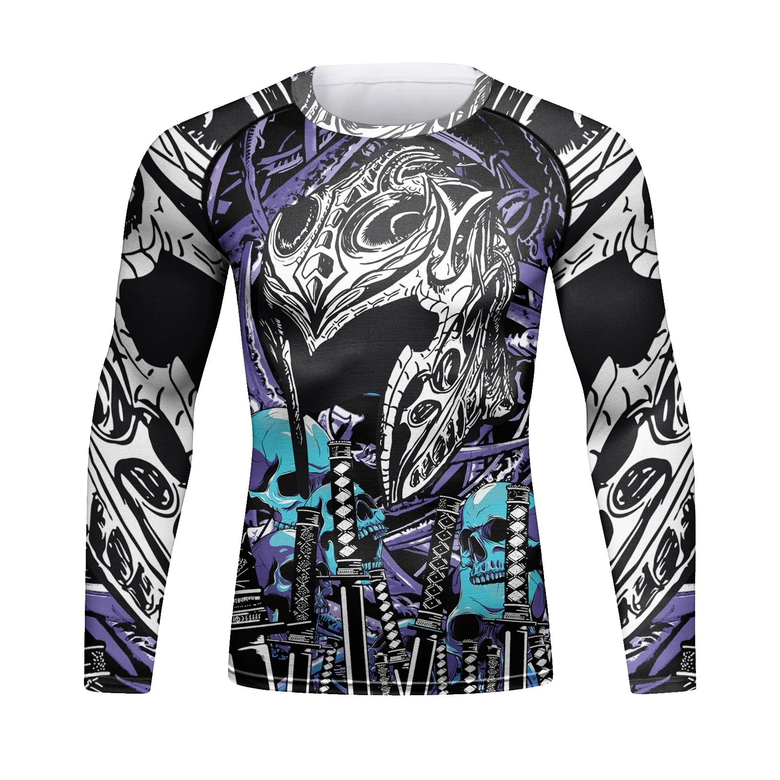 Cody Lundin - Mural Series: Knight Helm -  Long Sleeve MMA  / BJJ  Compression Shirt / Rash Guard