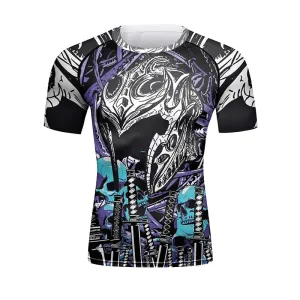 Cody Lundin - Mural Series: Knight Helm -  Short Sleeve MMA  / BJJ  Compression Shirt / Rash Guard