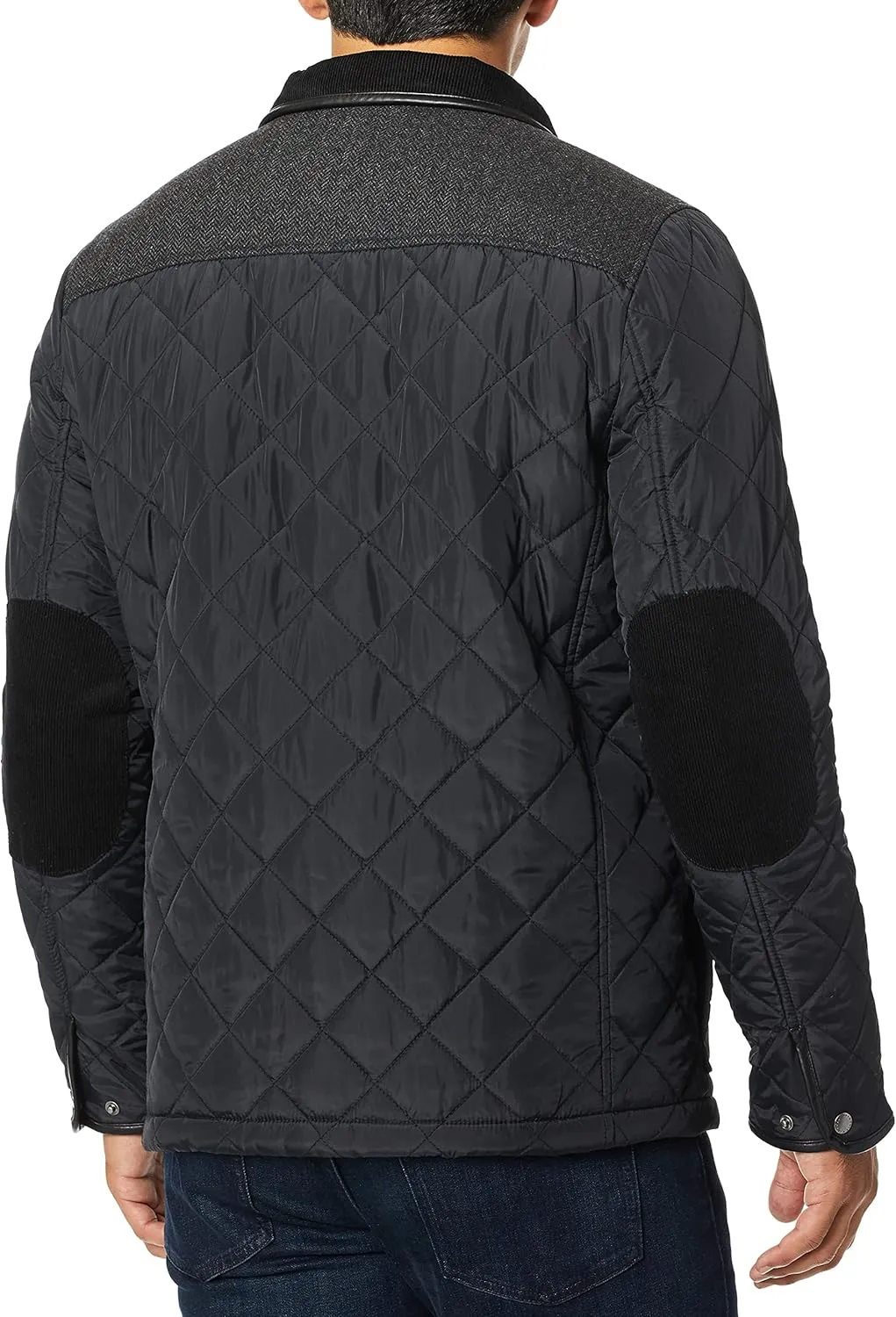 Cole Haan Men's Quilted Jacket with Wool Yoke