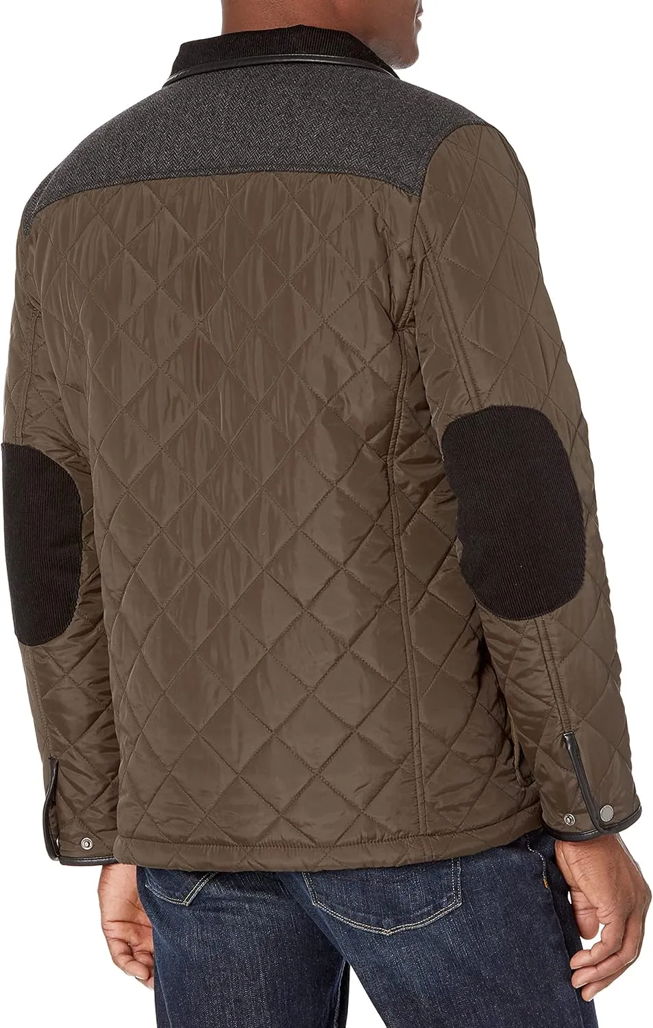 Cole Haan Men's Quilted Jacket with Wool Yoke