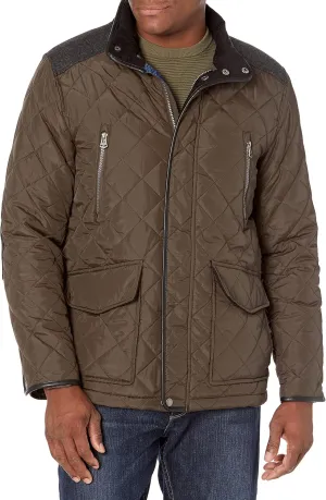 Cole Haan Men's Quilted Jacket with Wool Yoke