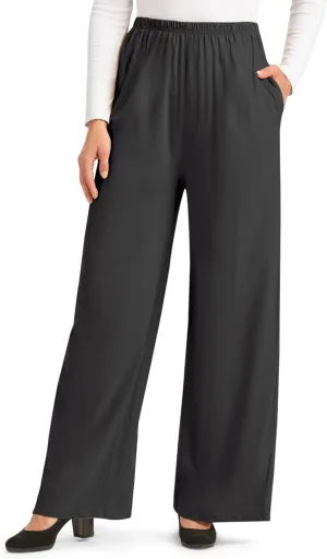 Collections Etc Wide Leg Elasticized Waist Knit Pants with Side Pockets