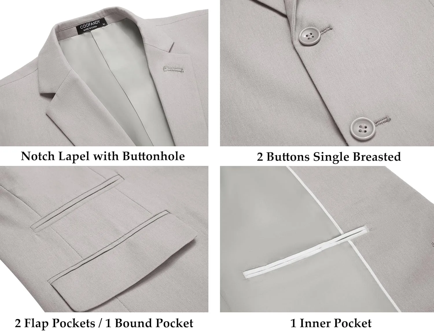 COOFANDY Men's 2 Piece Linen Suits Set Regular Fit Casual Lightweight Blazer Jacket and Pants