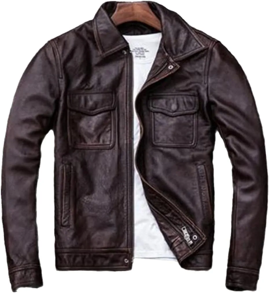 Cow Leather Jacket and Coat Men Oversized 5XL Plus Size Leather Coat Winter Padded Cotton Overcoats