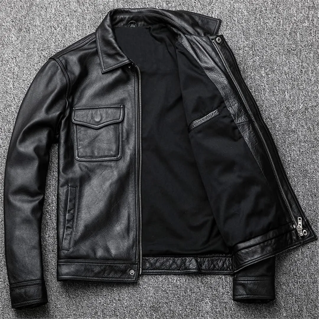 Cow Leather Jacket and Coat Men Oversized 5XL Plus Size Leather Coat Winter Padded Cotton Overcoats