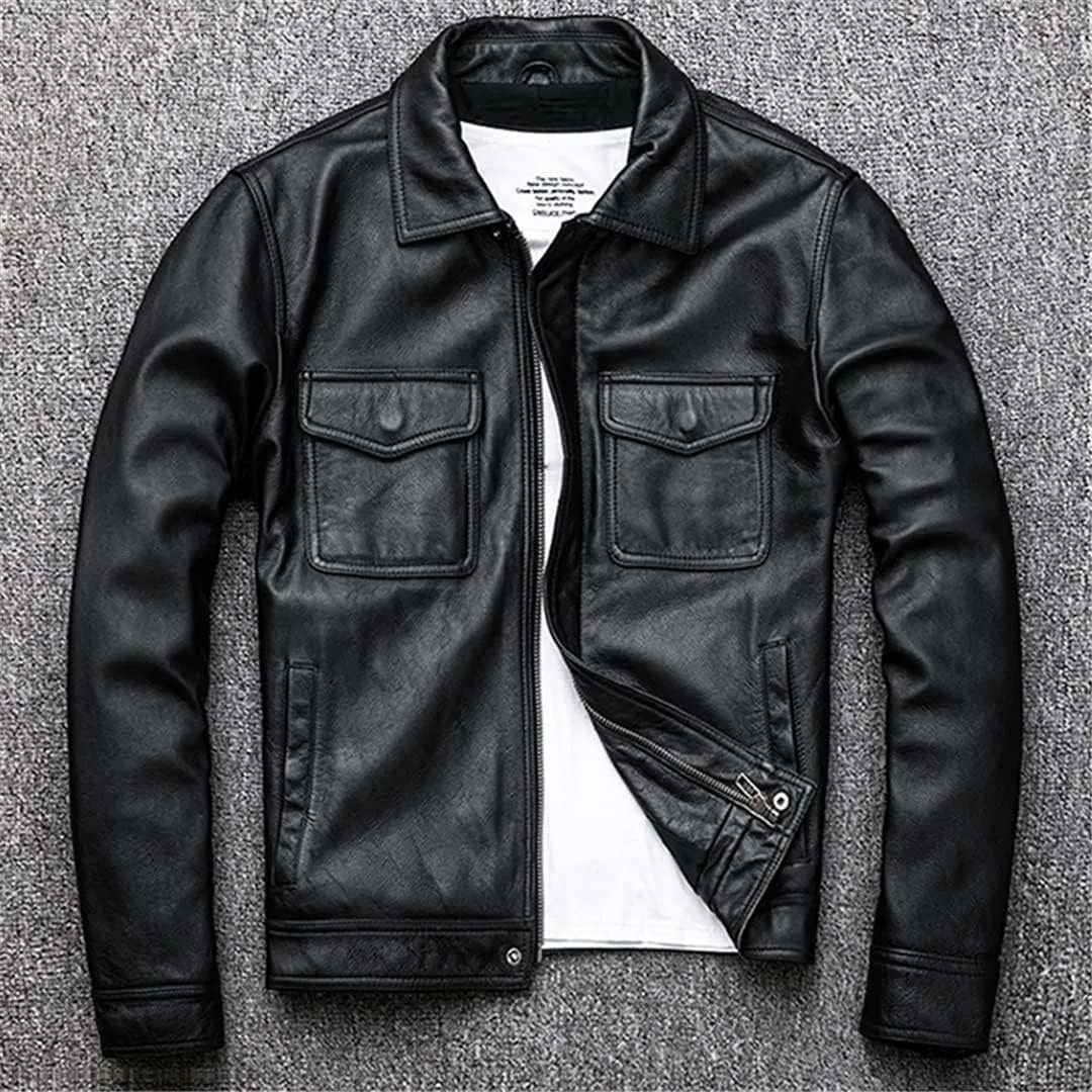 Cow Leather Jacket and Coat Men Oversized 5XL Plus Size Leather Coat Winter Padded Cotton Overcoats