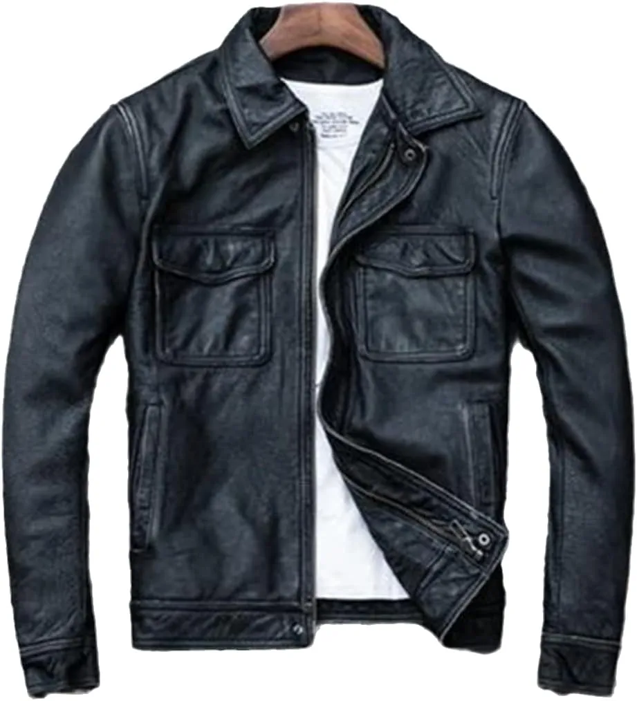 Cow Leather Jacket and Coat Men Oversized 5XL Plus Size Leather Coat Winter Padded Cotton Overcoats