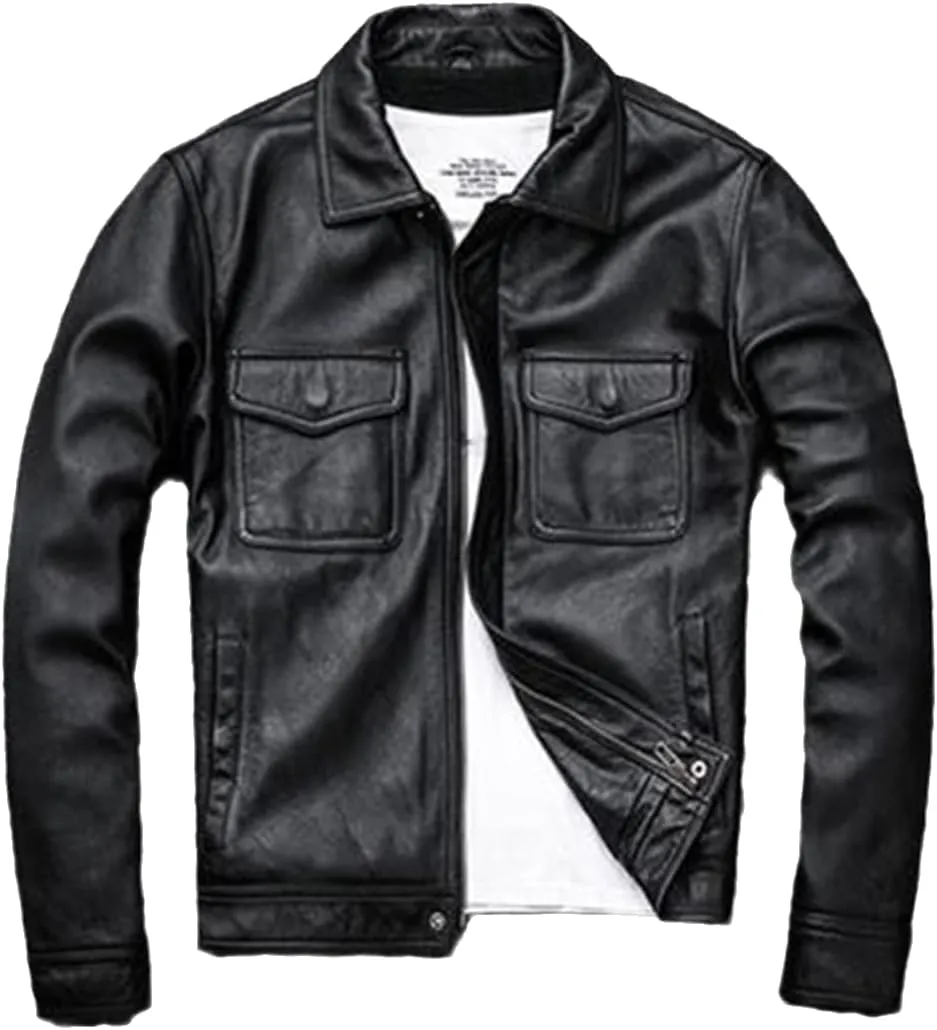 Cow Leather Jacket and Coat Men Oversized 5XL Plus Size Leather Coat Winter Padded Cotton Overcoats