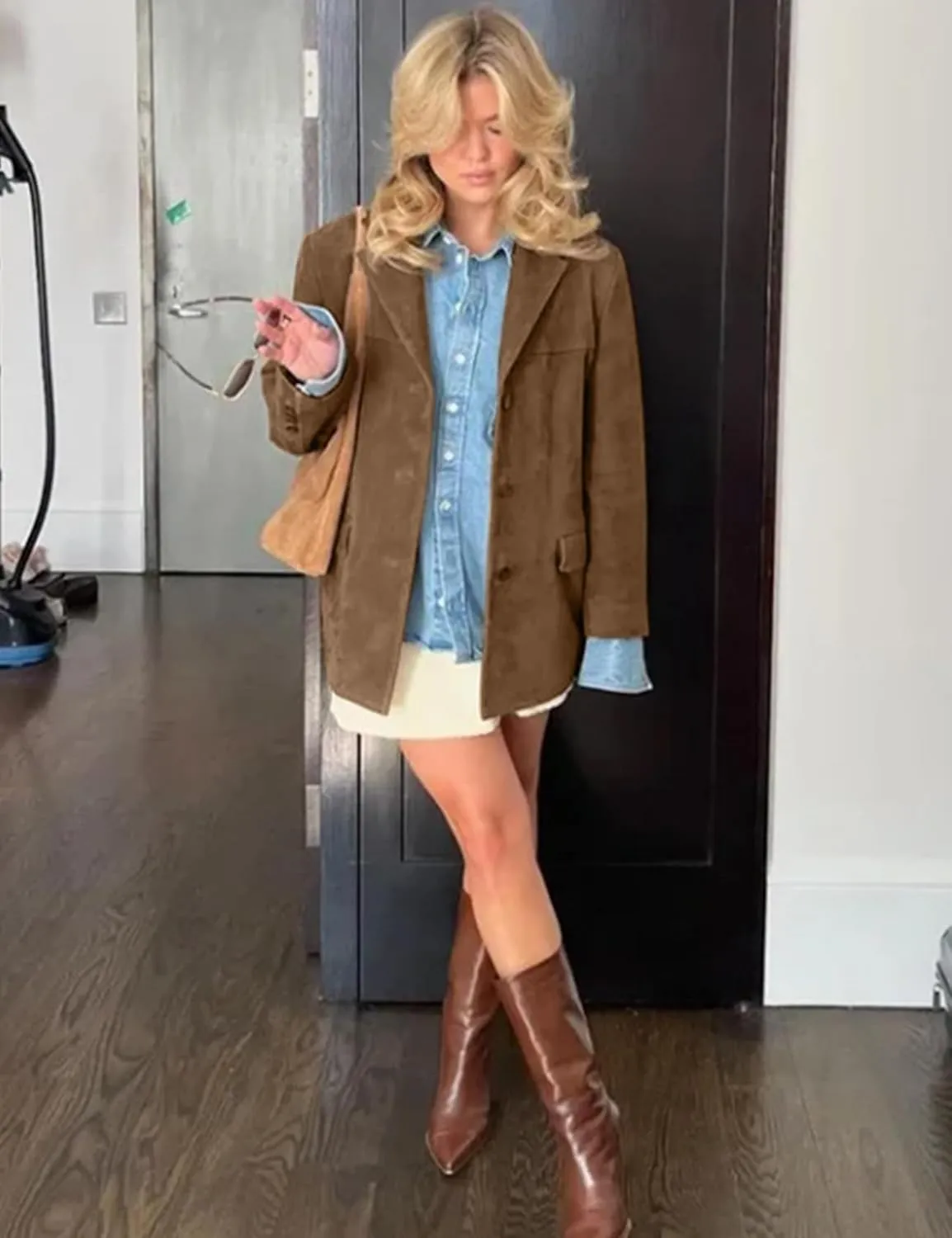COZYPOIN Women's Suede Jacket Old Money Aesthetic Faux Leather Coat Fall Fashion Trendy Y2k Outerwear