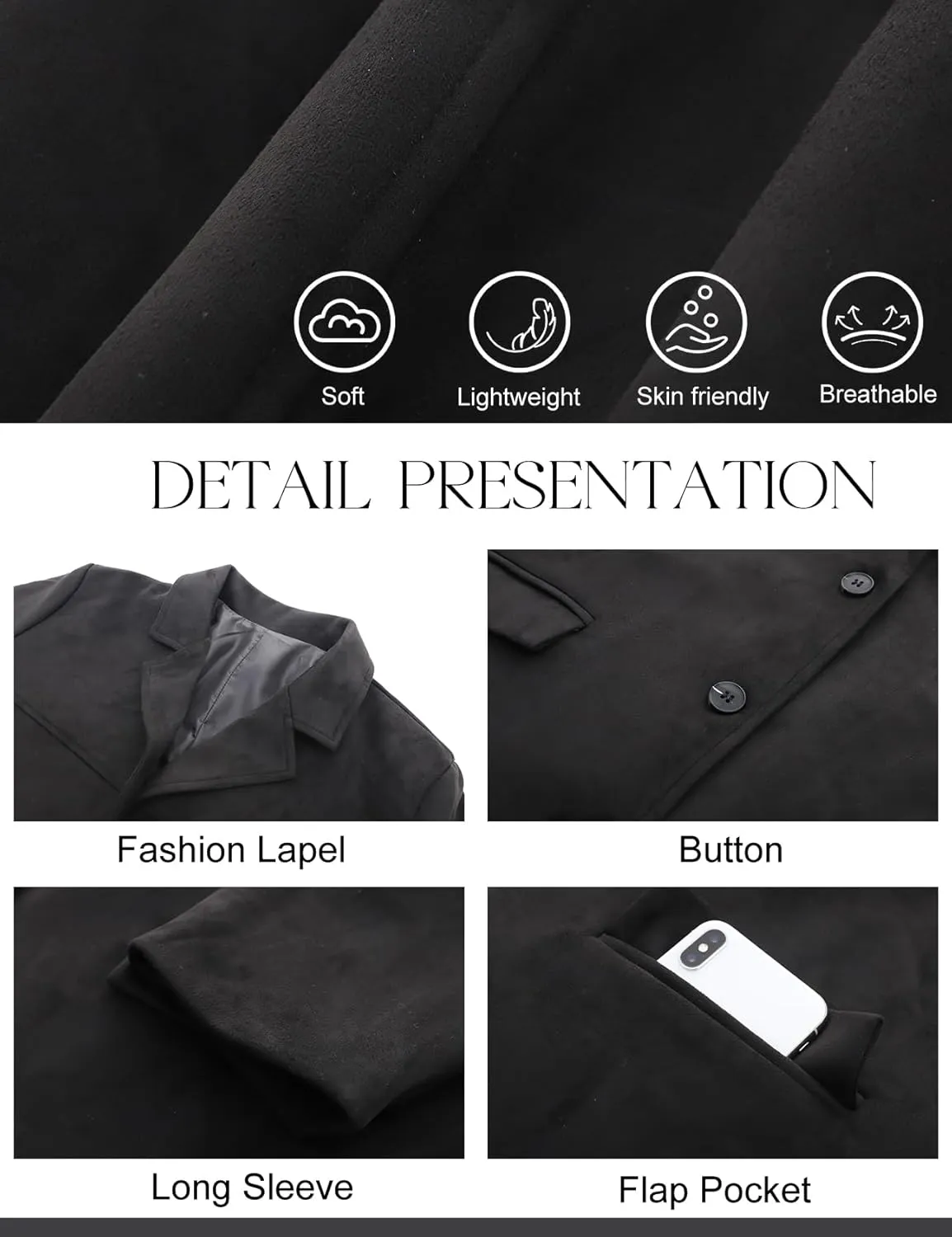 COZYPOIN Women's Suede Jacket Old Money Aesthetic Faux Leather Coat Fall Fashion Trendy Y2k Outerwear