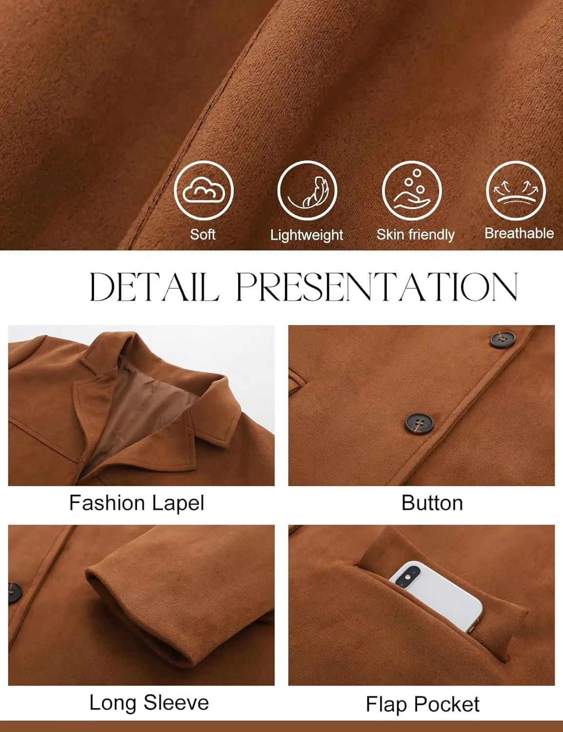 COZYPOIN Women's Suede Jacket Old Money Aesthetic Faux Leather Coat Fall Fashion Trendy Y2k Outerwear