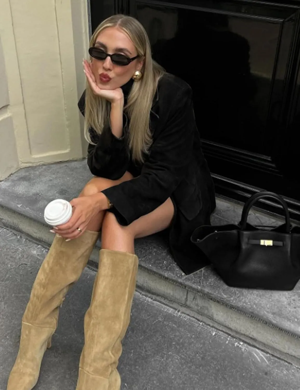 COZYPOIN Women's Suede Jacket Old Money Aesthetic Faux Leather Coat Fall Fashion Trendy Y2k Outerwear