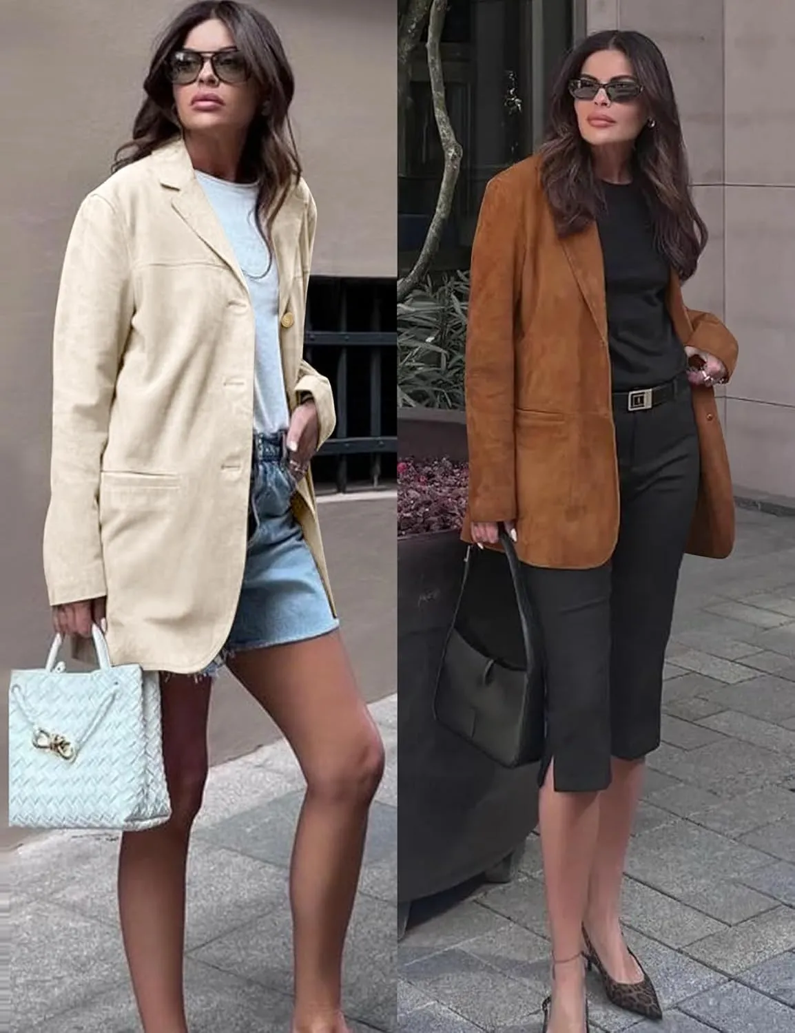 COZYPOIN Women's Suede Jacket Old Money Aesthetic Faux Leather Coat Fall Fashion Trendy Y2k Outerwear