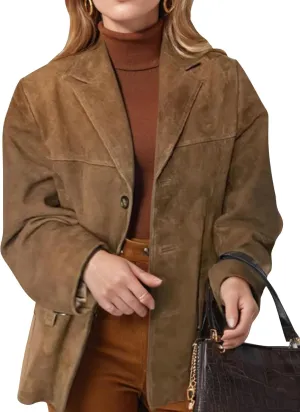 COZYPOIN Women's Suede Jacket Old Money Aesthetic Faux Leather Coat Fall Fashion Trendy Y2k Outerwear