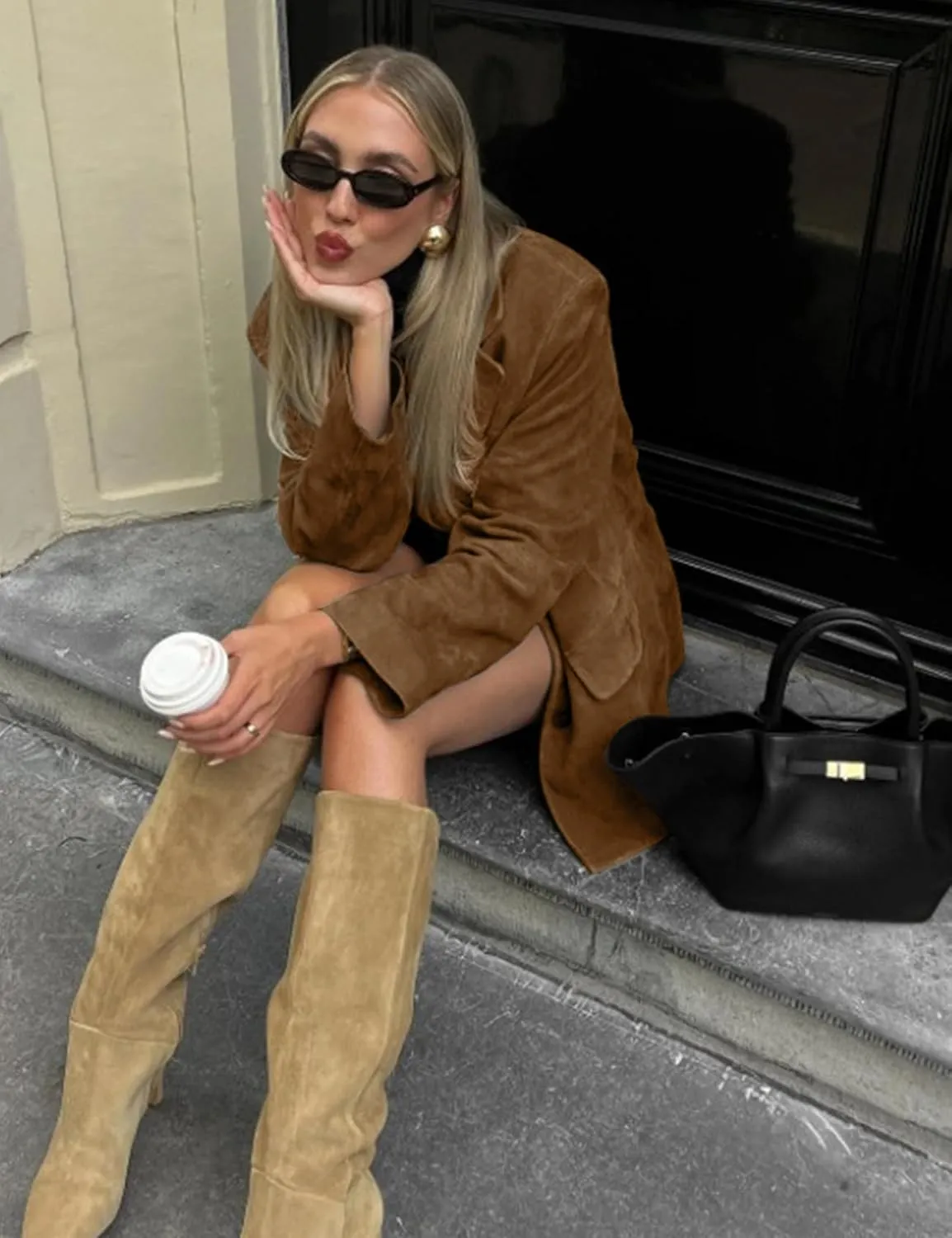 COZYPOIN Women's Suede Jacket Old Money Aesthetic Faux Leather Coat Fall Fashion Trendy Y2k Outerwear
