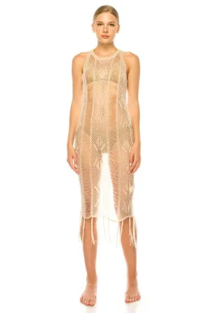 CROCHET FULL BODY DRESS ROUND NECK COVER UP