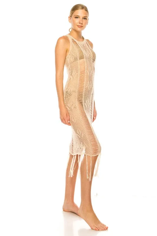CROCHET FULL BODY DRESS ROUND NECK COVER UP
