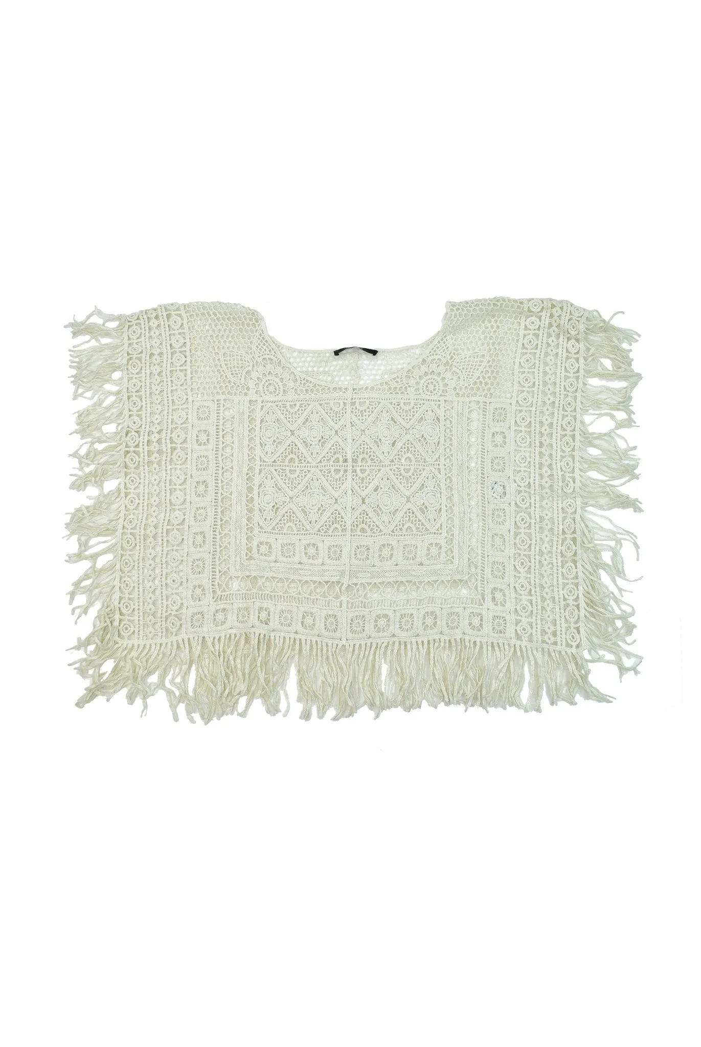 Cropped Poncho in Cream