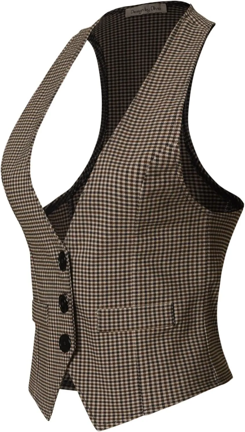 Design by Olivia Women's Dressy Casual Versatile Racerback Vest Tuxedo Suit Waistcoat