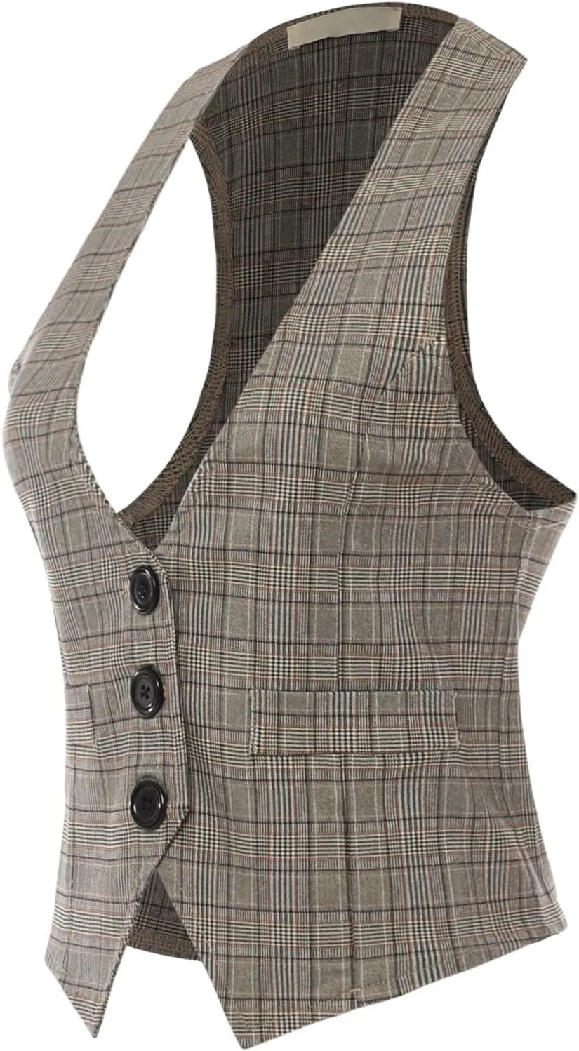 Design by Olivia Women's Dressy Casual Versatile Racerback Vest Tuxedo Suit Waistcoat