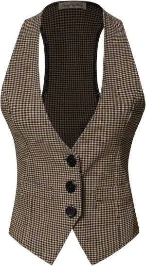 Design by Olivia Women's Dressy Casual Versatile Racerback Vest Tuxedo Suit Waistcoat