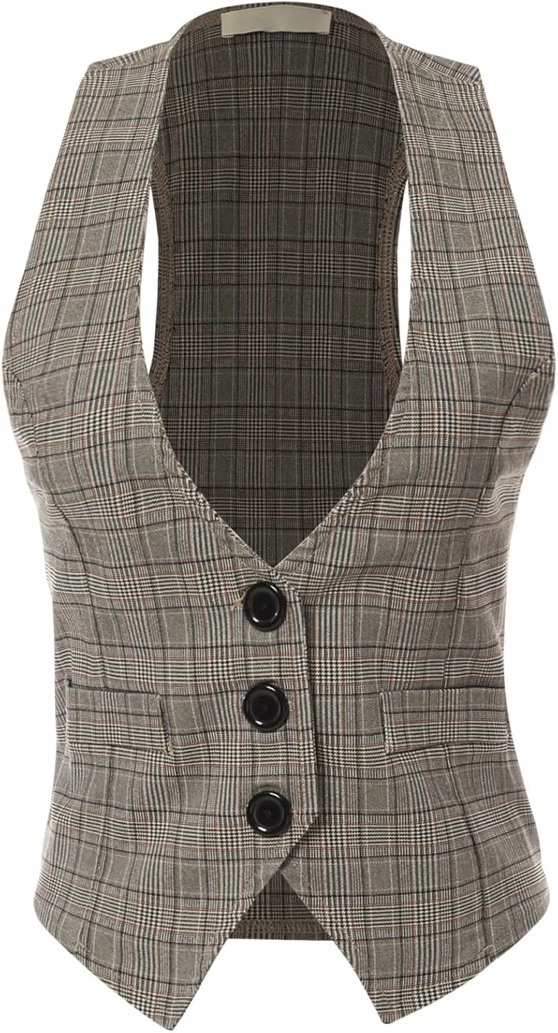 Design by Olivia Women's Dressy Casual Versatile Racerback Vest Tuxedo Suit Waistcoat