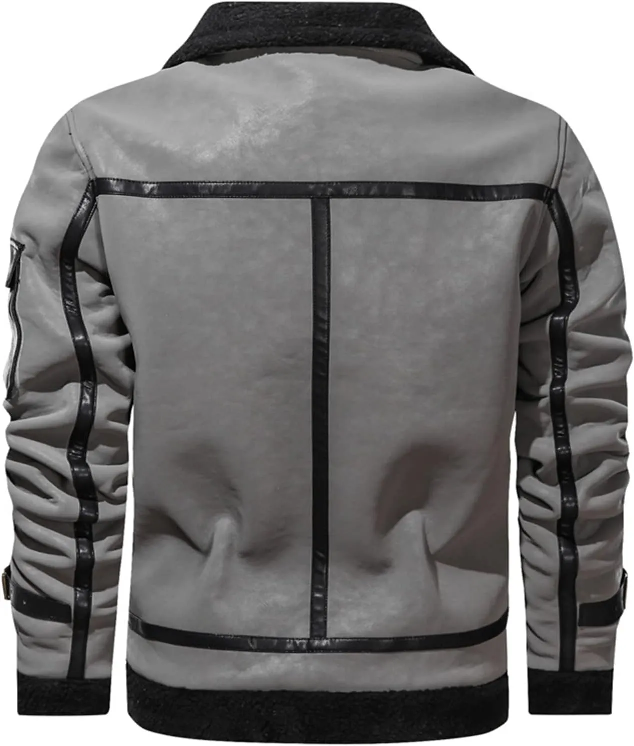 DGHM-JLMY Men's Fur Leather Coat Lapel Cashmere Cotton Military Jacket Thicken Cargo Coat Vintage Padded Warm Winter Coat