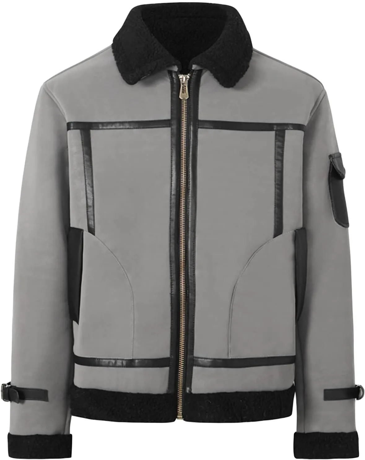 DGHM-JLMY Men's Fur Leather Coat Lapel Cashmere Cotton Military Jacket Thicken Cargo Coat Vintage Padded Warm Winter Coat