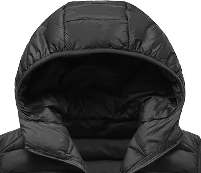 DGHM-JLMY Men's Sleeveless Lightweight Quilted Puffer Down Winter Hooded Down Cotton Vest Casual Vest Loose Coat with Hood