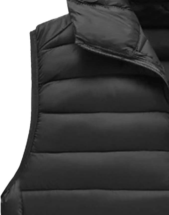 DGHM-JLMY Men's Sleeveless Lightweight Quilted Puffer Down Winter Hooded Down Cotton Vest Casual Vest Loose Coat with Hood